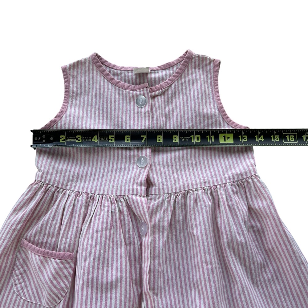 Ruth Scharf Striped Dress Girls 6X Pink Vintage Button Front Sleeveless USA - Picture 3 of 7